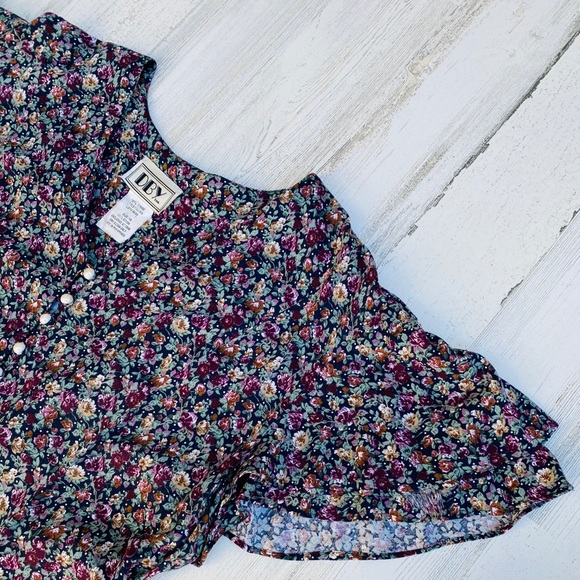 Vintage Dresses & Skirts - Vintage 90s Floral Button Front Lace up Dress
